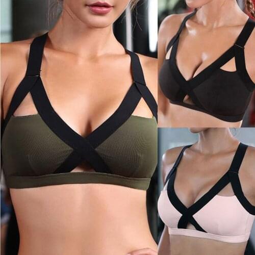 Women Push Up Sports Bra S-3XL Padded Gym Bra Yoga Underwear Shockproof Stretch Workout Fitness Sportwear Cross Strap Bra