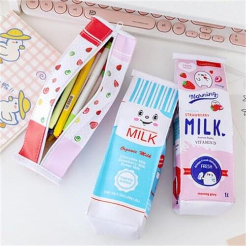 1pcs Milk Pen Bag Three Design Waterproof Stationery Bag School Funny Pencil Case Pen Bag Pencil Box School Supplies for Girls