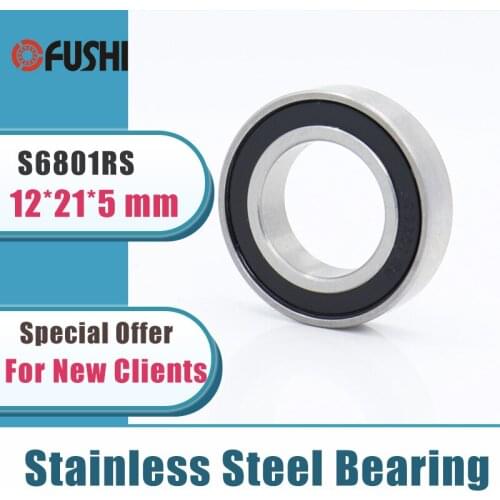 10PCS S6801RS Bearing 12*21*5 mm ABEC-3 440C Stainless Steel S 6801RS Ball Bearings 6801 Stainless Steel Ball Bearing