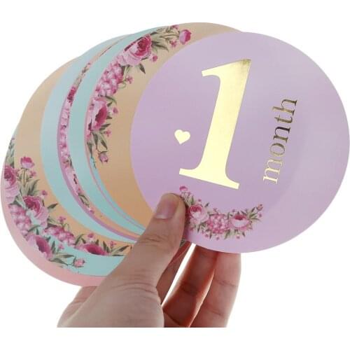 12 Pcs/Set Month Sticker Baby Photography Milestone Memorial Monthly Newborn Commemorative Card Number Photo Props Accessories