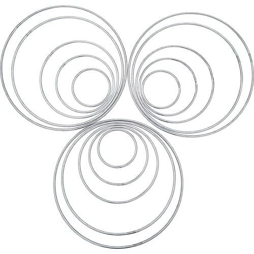 15 PCS Silver Dream Catcher Metal Rings Supplies,Macrame Rings, Metal Hoops for Multi-Purpose Crafts Projects in 5 Sizes