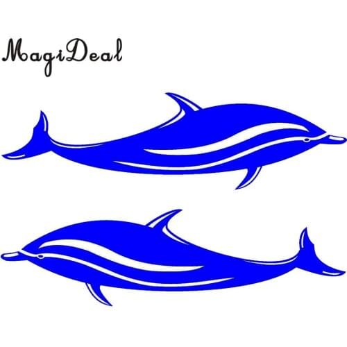 2 Pieces Dolphin Vinyl Decals Stickers for Kayak Canoe Boat Car SUP Surfboard DIY Fishing Boat Sticker Door Window Decoration