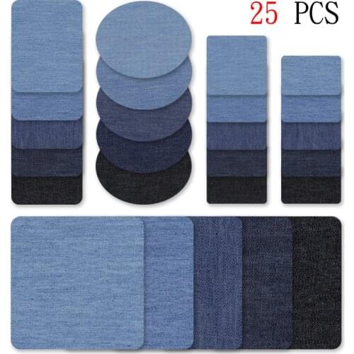 20Pcs Denim Patches DIY Iron On Denim Elbow Patches Repair Pants For Jean Clothing And Jean Pants Apparel Sewing Fabric