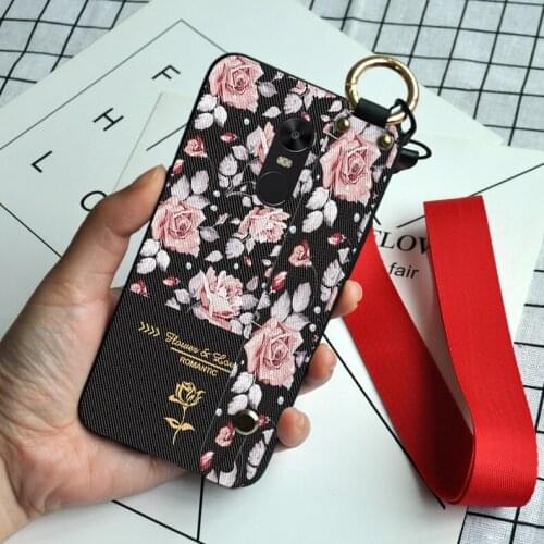 3D Floral Hand Strap Case For Xiaomi Redmi Note 3 Pro Silicone Cover With Lanyard For Xiaomi Redmi Note 4 4X Global Version