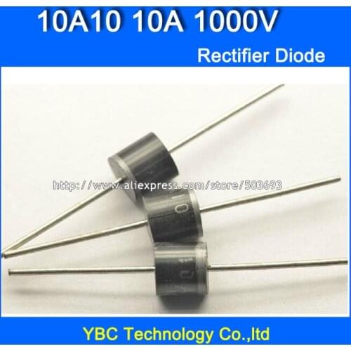 50pcs/lot 10A10 10A/1000V Rectifier Diode Big Power and Long Pins