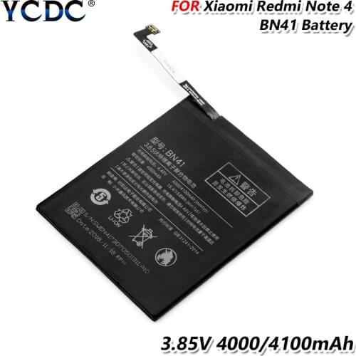 3.85V 4100mAh phone battery BN41 replacement mobile phone Battery For Xiaomi Redmi Note 4 3.85V 4100mAh High Capacity Cell
