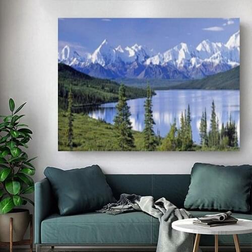5d Diy diamond painting summer Snow mountain lake landscape diamond embroidery sale diamond mosaic Park scenery Decoration A1205