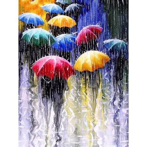 5D DIY Diamond Painting Street Scene Embroidery Umbrella Decoration Picture WG2104