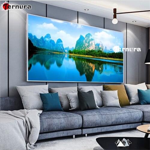 DIY Diamond Painting Spectacular lake and mountains Full Drill Embroidery Cross Stitch Mosaic rhinestone Diamond Art Decor large