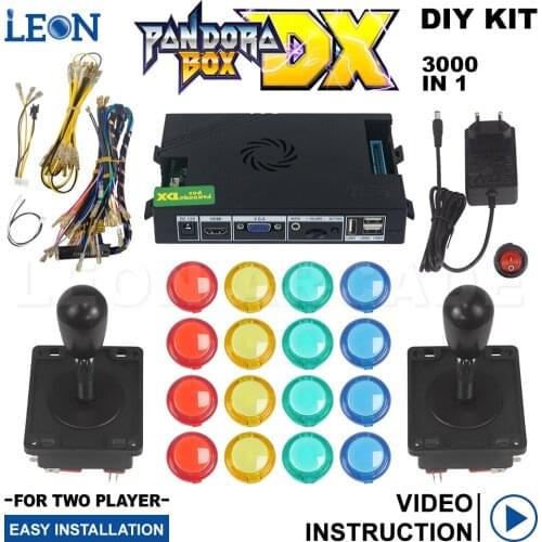 Kit Arcade 2 Player Pandora Box Jamma Illuminated Transparent Arcade Button Led Arcade Joystick American Support 4 Players