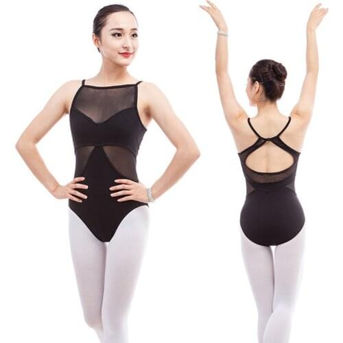 Black Ballet Bodysuit Adult Mesh Classical Dance Costume Ballet Dance Wear Gymnastics Bodysuit Lyrical Dance Jumpsuit JL2471