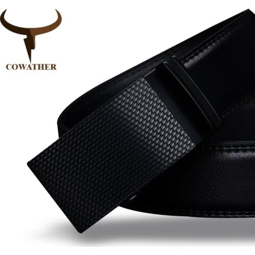 COWATHER Good mens belt luxury high quality cow genuine leather belts for men automatic buckle fashion waist male free shipping