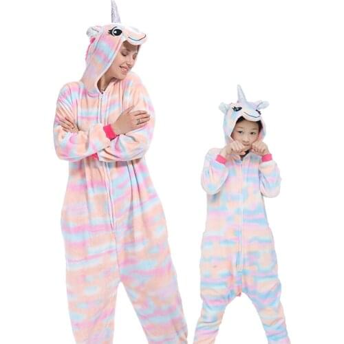 Children Unicorn Flannel Pajamas Winter Sleepwear Boys Onesies Girls Pajamas Sets Kids Stitch Panda Animal Pyjama Pijama