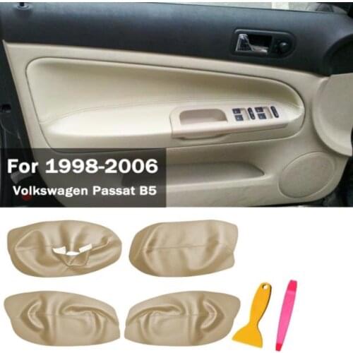 For Volkswagen Passat B5 1998-2006 Microfiber Leather Car Door Armrest Panel Protective Cover with Mount Fittings