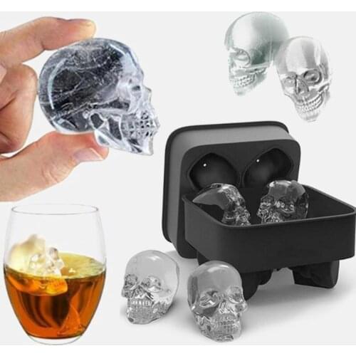 Creative 3D Skull Shape Silicone Mold Ice Cube Maker Chocolate Mould DIY Tool Whiskey Wine Cocktail Ice Cube Home Bar Tool