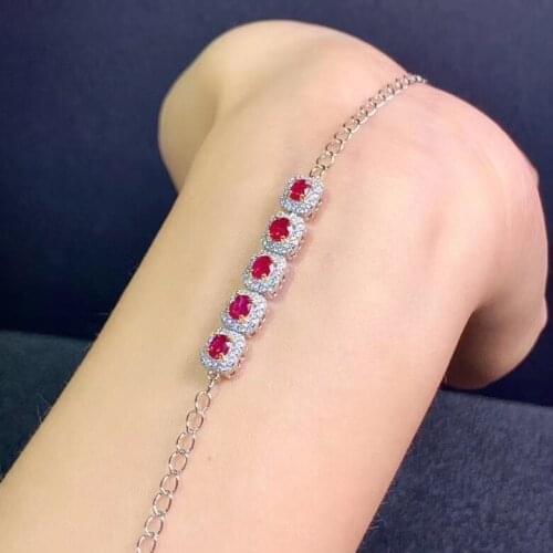 KJJEAXCMY fine jewelry 925 sterling silver inlaid natural ruby bracelet popular girl new hand bracelet support test