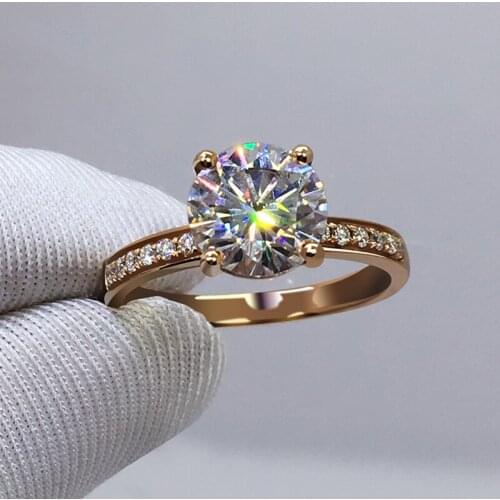 18K Rose Gold Ring Romantic 4 Claws luxurious design 1ct 2ct 3ct Moissanite Ring Engagement Anniversary Ring Moissanite Jewelry