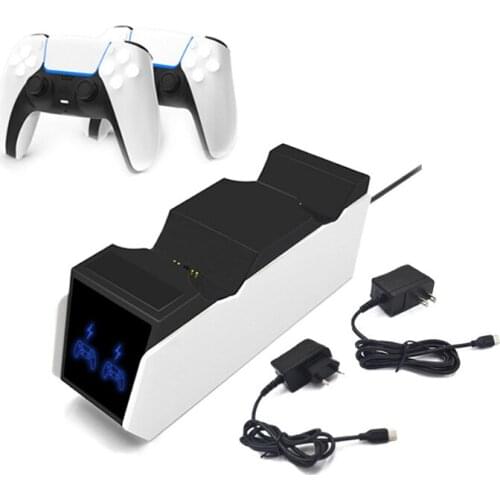 For PS5 game handle contact double charger for PS5 double handle charging base for PS5 game handle charger with AC adapter