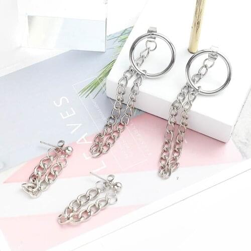 Round Drop Statement Earrings Tassel Earring For Women Men Fashion Vintage Goth Chain Trend Pendant Unusual Earings Party Gift