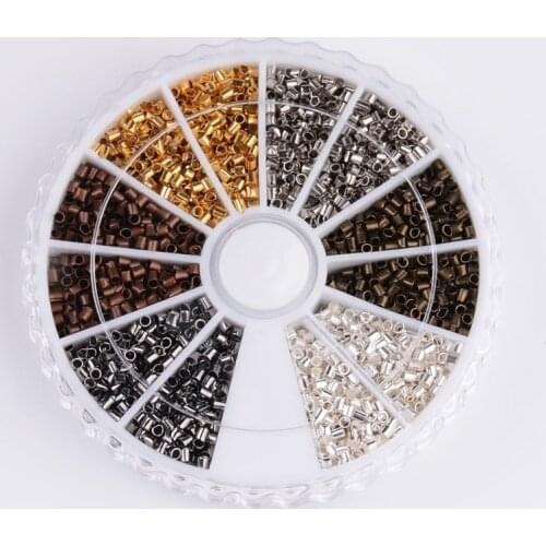 1 box 1.5/2mm 6 colors Brass Crimp Beads Tube Mixed Color For DIY Jewelry Accessories Finding Making Handicrafts Supplies