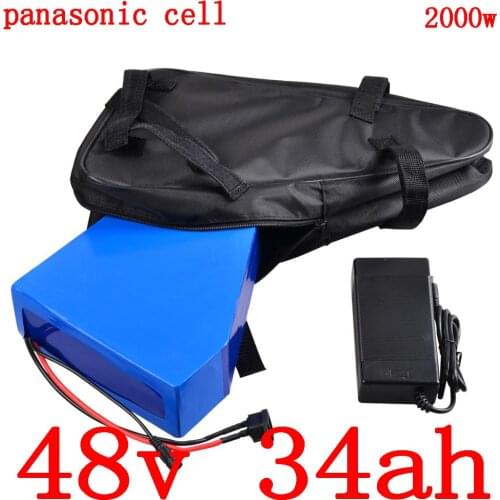 Free Tax 2000W 48V 35AH Electric bicycle battery 48V 34AH ebike Battery 48V Lithium ion battery use panasonic cell with Charger