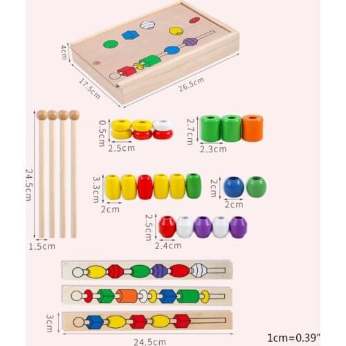 Montessori Materials Wooden Bead Sequencing Math Toys Set Puzzle Addition Subtraction Multiplication Division