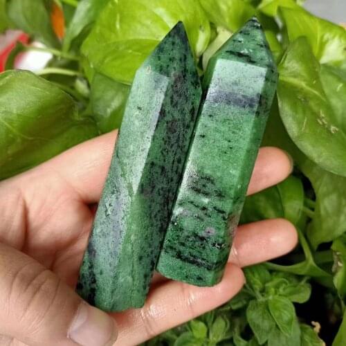 MOKAGY 90mm-100mm Natural Epidote Obelisk Wand Healing Crystal Points 1pc