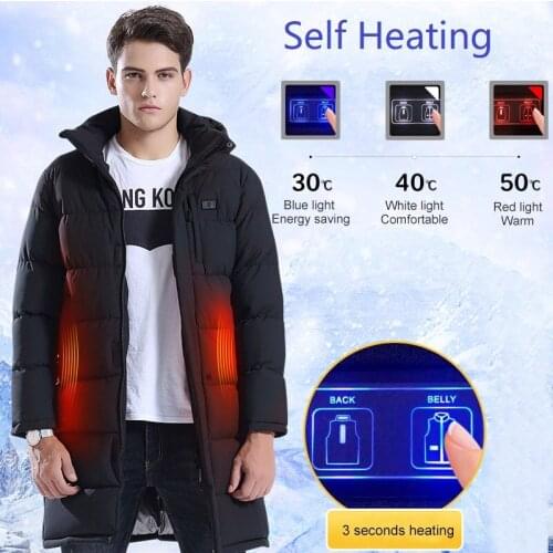 Men USB Infrared Heating Cotton-Padded Parkas Winter Electric Thermal Clothing Security Constant temperature Heating Overcoats