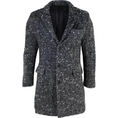 Mens Grey Herringbone Tweed Crombie Overcoat One Piece Suits Peaky Blinders Suit Wool Tweed Jacket Vest Custom Made Costume