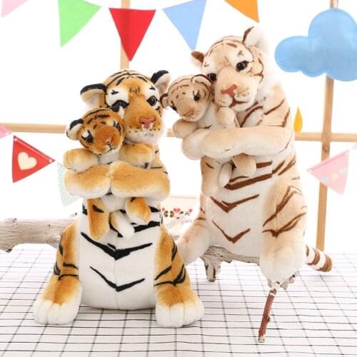 50 CM Mother and Son Tiger Plush Toys Stuffed Animal Plush Doll Simulation Child Kid Tiger Toys Lifelike Tiger Real Life Plush