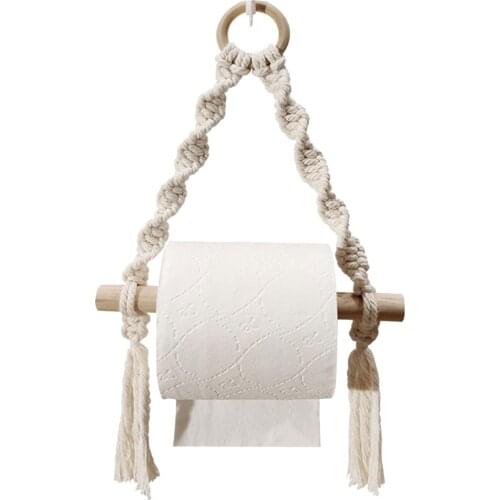 Bohemian Style Toilet Paper Holder Wall-Mounted Tissue Roll Storage Holder Punch-free Roll Paper Holder For Home And applied