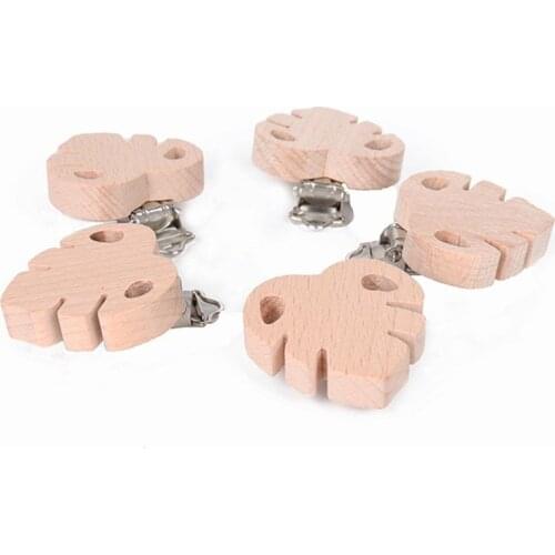 Natural Beech Wood Baby Pacifier Clips Dummy Clips DIY Pacifier Chain Accessory XXFE