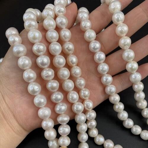 Natural Freshwater Pearl Round Punch Loose Beads For Jewelry Making DIY Bracelet Earrings Necklace Anklet Accessory