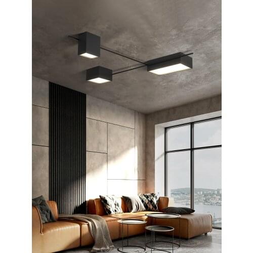 Nordic Creative Lron Art Living Room Dining Room Ceiling Lamp Simple Modern LED Bedroom Study Ceiling Light Acrylic Black White
