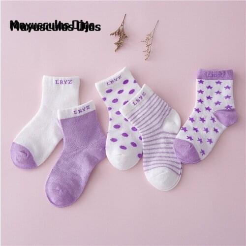ZH 1Pair Children Socks Kids Summer Stars Dots Thin Comfortable Cotton Baby