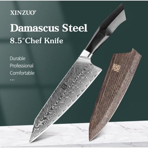 XINZUO 8.5'' Chef Knife High Carbon Janpanse Damascus Steel Professional Sharp Blade Knives Vegatable Fruit Cooking Tool Gift