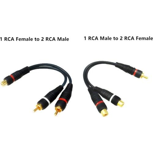 Wholesale 100pcs/lot 2RCA to 1RCA Female to Male to Femal Splitter Cable Audio Splitter Distributor Converter Speaker Gold Cable