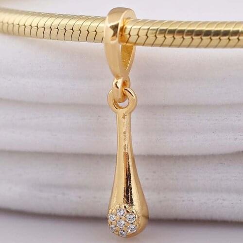 Original Gold Color Shine Modern Lovepods With Crystal Necklace Pendant Fit 925 Sterling Silver Charm Bracelet Jewelry