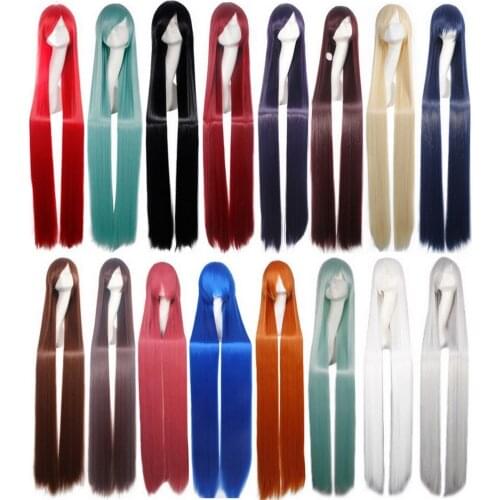 150cm Straight Super Long Anime Cosplay Wig With Bangs Synthetic Hair Black Blue Purple Red Orange White Wigs For Women Rose Net