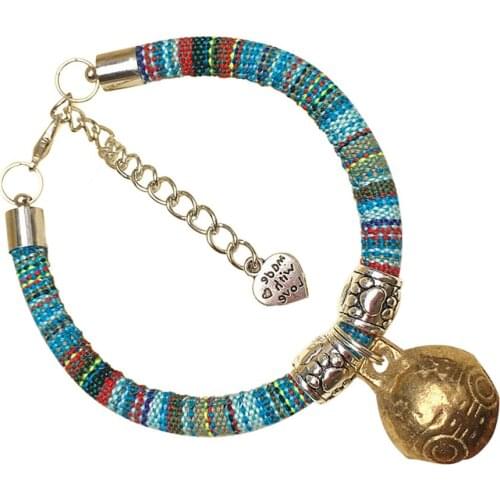 Pet Leash Collar With Big Bell Colorful Ethnic Style Kitten Puppy Necklace Collars for Cats Dogs SCVD889