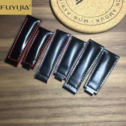 New FUYIJIA 20MM 22MM Cordovan Watchbands Men Women Custom LOGTYPE Strap Waterproof Horse Hip Leather Belt Top Brand Watch Band