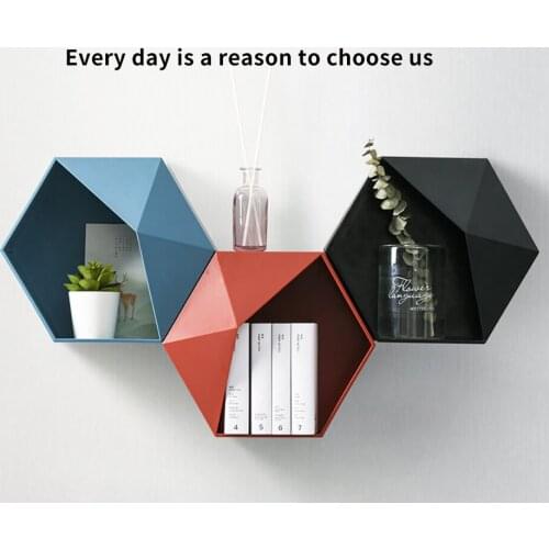 Nordic Hexagon Shelf Wall Hanging Rack Honeycomb Bathroom Living Room Shelves For Wall Home Decor Geometric Organizer Box