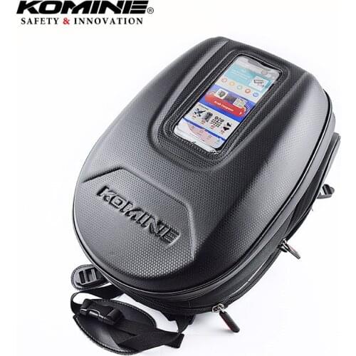 Komine Carbon Fiber Motorcycle Oil Fuel Tank bag Magnetic Motocross Trunks sac Moto Tail Back Strap Fixed Seat Bag Waterproof