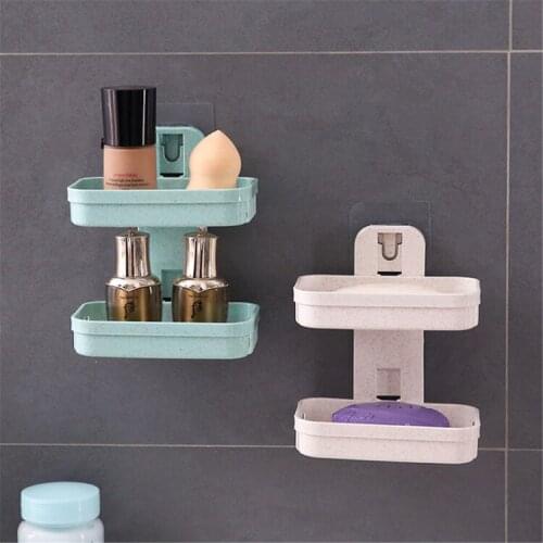 Drainable Soap Dish For Bathroom Portable Soap Holder Wall Storage Rack Organizer Bathroom Accessories Double Layer Holder