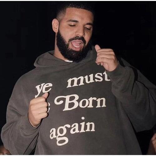 Street Hipster Kanye Hip Hop Letter Foam Printing Hooded Pullover Men and Women Autumn Winter Fleece Sweatshirts Loose Hoodies