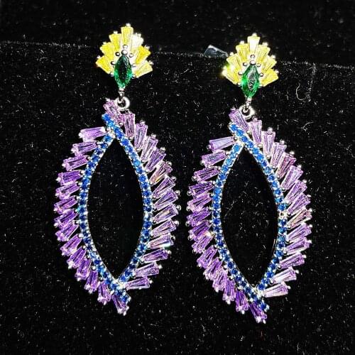 QTT Gorgeous Purple Big Dangle Earrings Design Womens Earrings 925 Sterling Silver Excellent Wedding Anniversary Gift