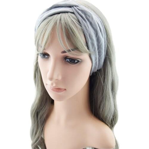 9*22 CM Women Fashion Geometric Pattern Sports Headband Solid Color Cross Knotted Elastic Yoga Hairband Clothing Decoration