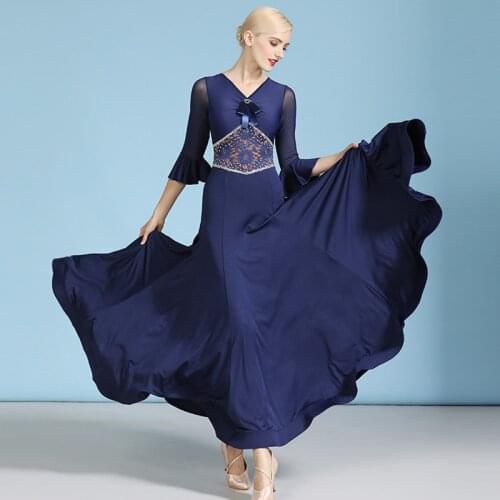 Ballroom Dance Dresses Women Designer Clothes Long Dress Blue Flamenco Dance Outfits Performance Costume Modern Dancewear JL2694