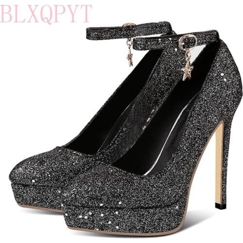 BLXQPYT New Fashion Sexy Size 30-52 Round Toe Women Quality Pumps Platform super High Heels13CM Wedding Party Shoes woman 1255