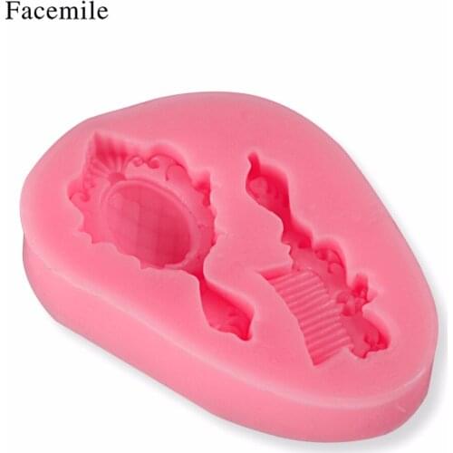 Facemile 1PCS DIY Mirror Comb Soap Candy Silicone Fondant Mold Sugar Craft Cake Decorating Tools Christmas Silicone Mold